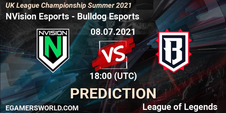 Pronóstico NVision Esports - Bulldog Esports. 08.07.2021 at 18:00, LoL, UK League Championship Summer 2021