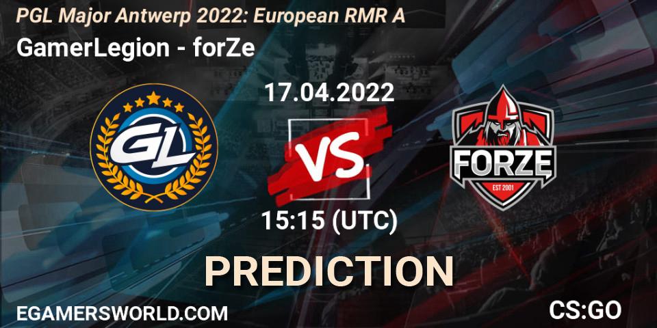 Pronóstico GamerLegion - forZe. 17.04.2022 at 16:35, Counter-Strike (CS2), PGL Major Antwerp 2022: European RMR A