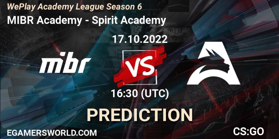 Pronóstico MIBR Academy - Spirit Academy. 17.10.2022 at 15:50, Counter-Strike (CS2), WePlay Academy League Season 6