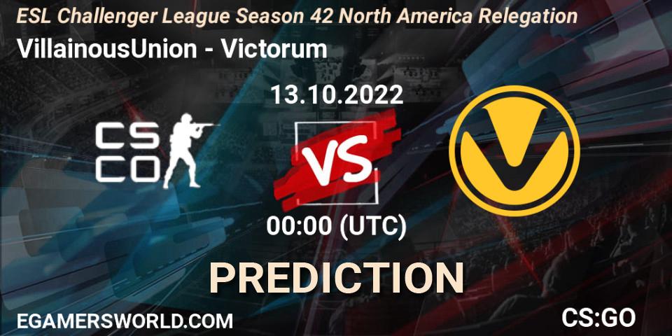 Pronóstico VillainousUnion - Victorum. 13.10.22, CS2 (CS:GO), ESL Challenger League Season 42 North America Relegation
