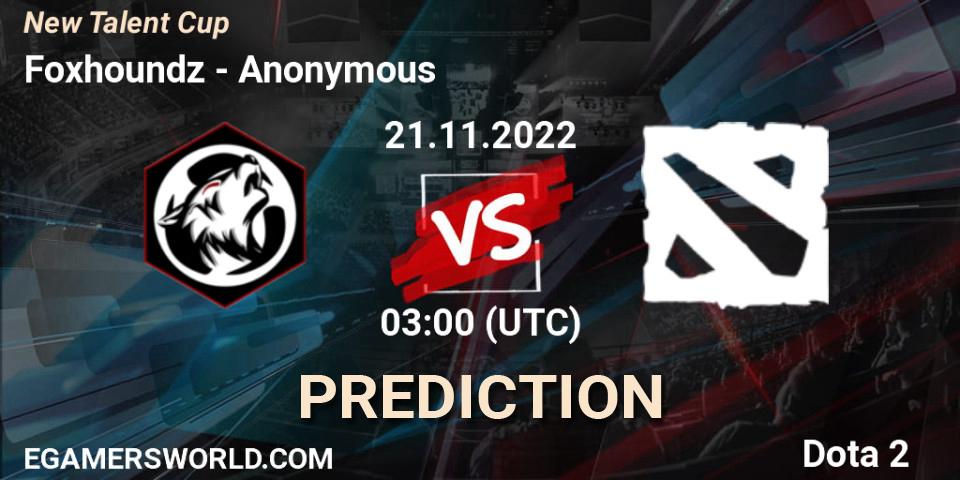 Pronóstico Foxhoundz - Anonymous. 21.11.2022 at 03:00, Dota 2, New Talent Cup