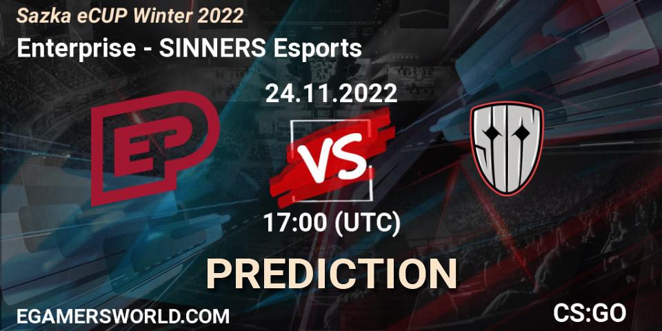 Pronóstico Enterprise - SINNERS Esports. 24.11.2022 at 17:00, Counter-Strike (CS2), Sazka eCUP Winter 2022