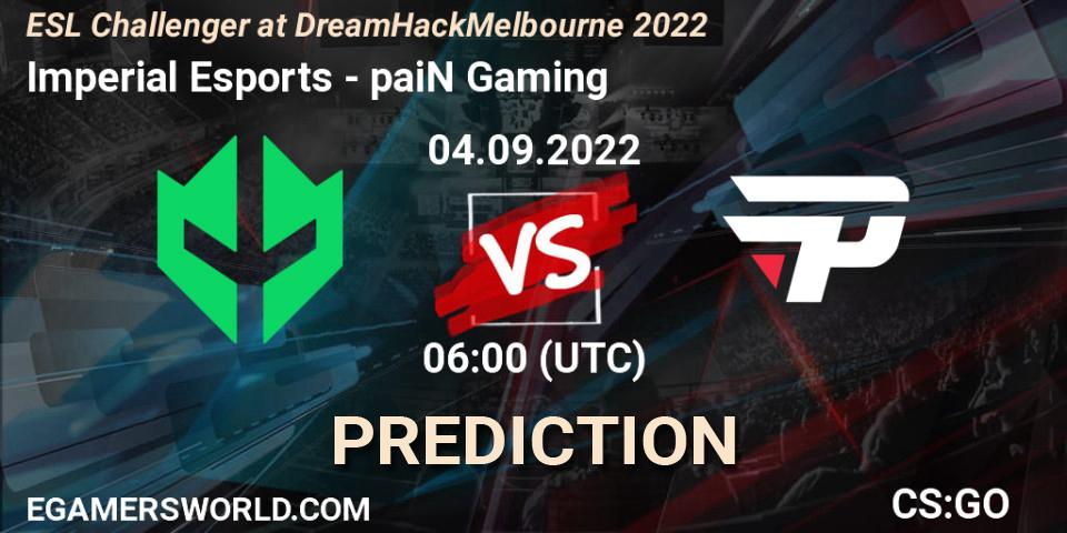 Pronóstico Imperial Esports - paiN Gaming. 04.09.2022 at 05:20, Counter-Strike (CS2), ESL Challenger at DreamHack Melbourne 2022
