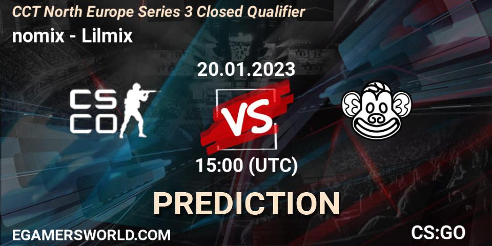 Pronóstico nomix - Lilmix. 20.01.2023 at 15:00, Counter-Strike (CS2), CCT North Europe Series 3 Closed Qualifier