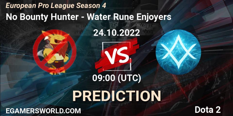Pronóstico No Bounty Hunter - Water Rune Enjoyers. 24.10.22, Dota 2, European Pro League Season 4