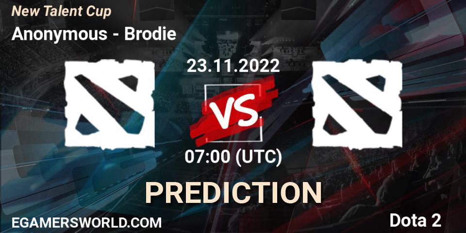 Pronóstico Anonymous - Brodie. 23.11.22, Dota 2, New Talent Cup
