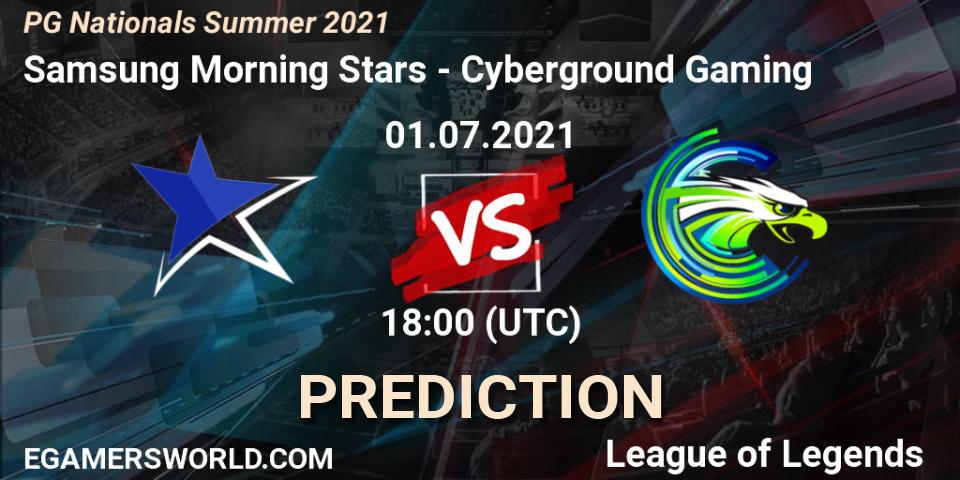 Pronóstico Samsung Morning Stars - Cyberground Gaming. 01.07.2021 at 18:00, LoL, PG Nationals Summer 2021