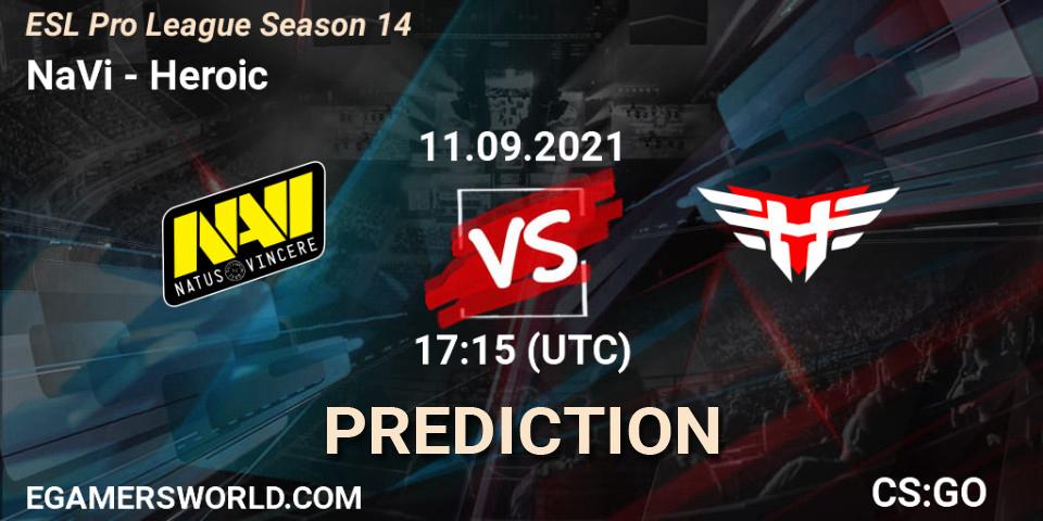 Pronóstico NaVi - Heroic. 11.09.2021 at 17:15, Counter-Strike (CS2), ESL Pro League Season 14