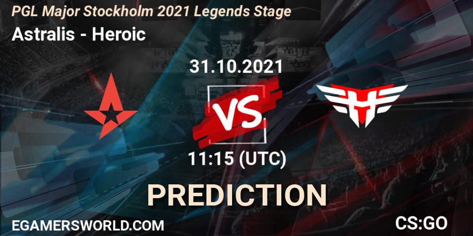 Pronóstico Astralis - Heroic. 31.10.2021 at 11:35, Counter-Strike (CS2), PGL Major Stockholm 2021 Legends Stage