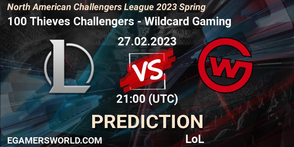 Pronóstico 100 Thieves Challengers - Wildcard Gaming. 27.02.2023 at 21:00, LoL, NACL 2023 Spring - Group Stage