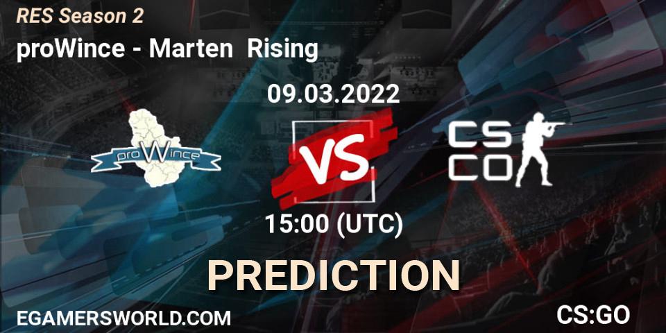 Pronóstico proWince - Marten Rising. 09.03.2022 at 18:00, Counter-Strike (CS2), RES Season 2