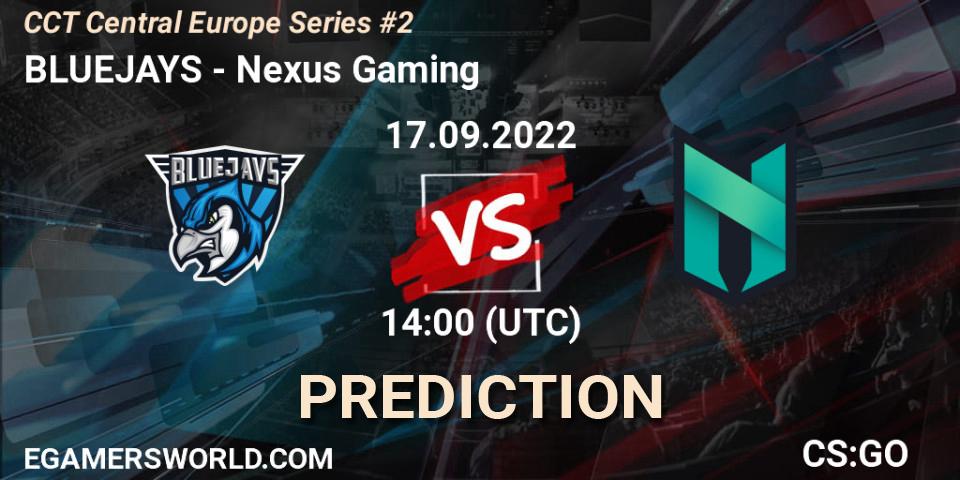 Pronóstico BLUEJAYS - Nexus Gaming. 17.09.2022 at 17:00, Counter-Strike (CS2), CCT Central Europe Series #2