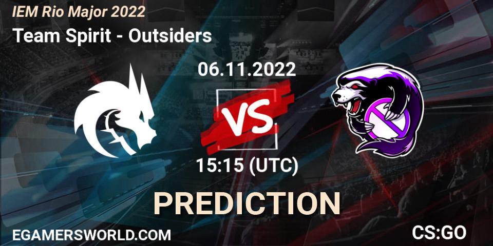 Pronóstico Team Spirit - Outsiders. 06.11.2022 at 15:40, Counter-Strike (CS2), IEM Rio Major 2022