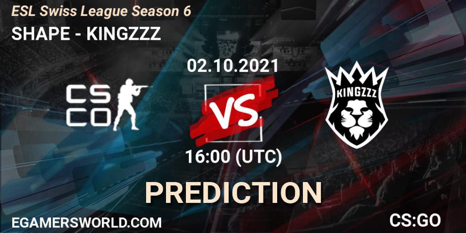 Pronóstico SHAPE - KINGZZZ. 02.10.2021 at 16:05, Counter-Strike (CS2), ESL Swiss League Season 6