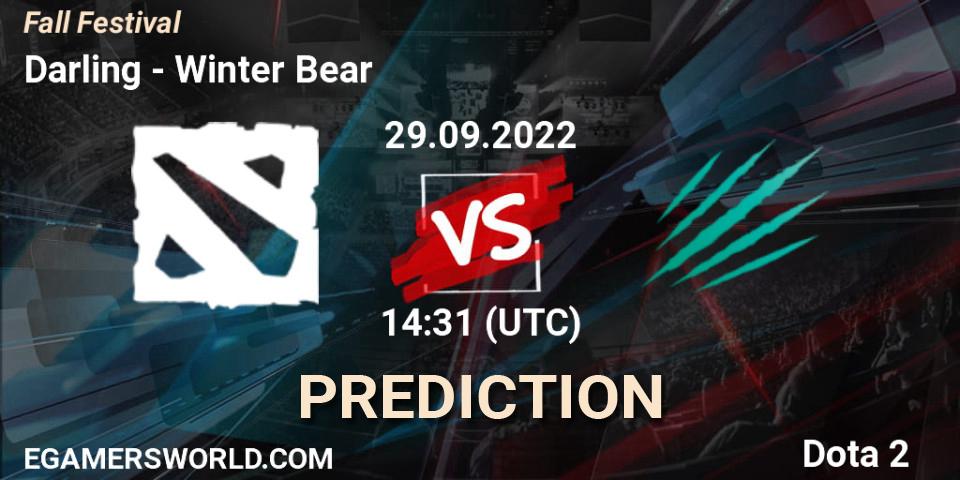 Pronóstico Darling - Winter Bear. 29.09.2022 at 14:31, Dota 2, Fall Festival