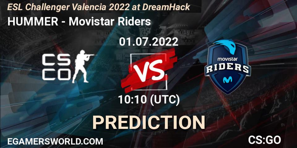 Pronóstico HUMMER - Movistar Riders. 01.07.2022 at 10:25, Counter-Strike (CS2), ESL Challenger Valencia 2022 at DreamHack
