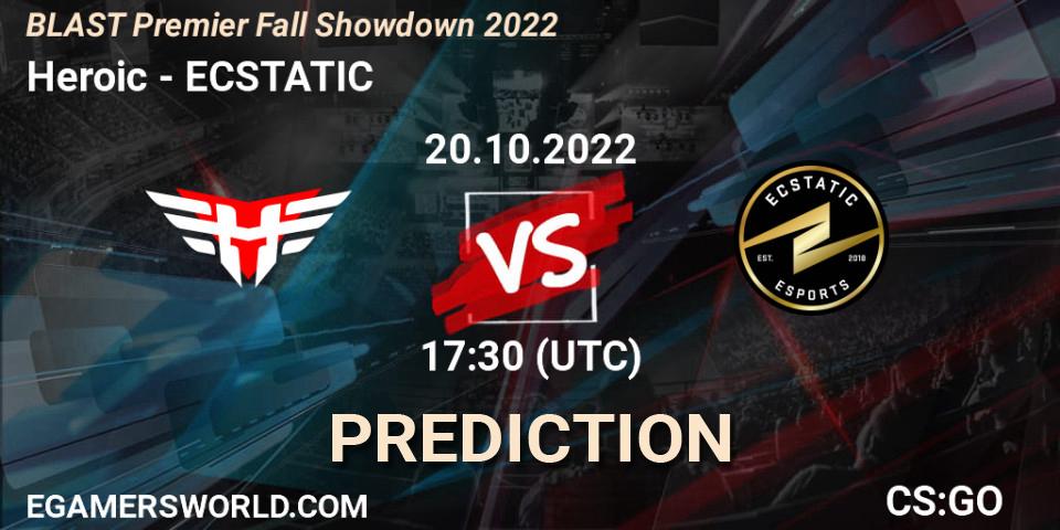 Pronóstico Heroic - ECSTATIC. 20.10.2022 at 18:40, Counter-Strike (CS2), BLAST Premier Fall Showdown 2022 Europe