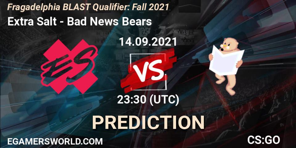 Pronóstico Extra Salt - Bad News Bears. 14.09.2021 at 23:30, Counter-Strike (CS2), Fragadelphia BLAST Qualifier: Fall 2021