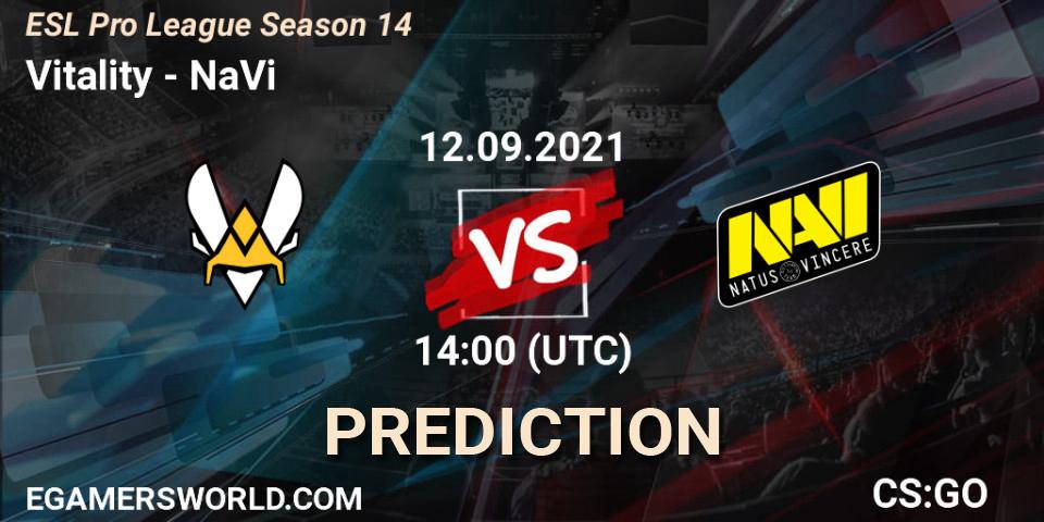 Pronóstico Vitality - NaVi. 12.09.2021 at 14:00, Counter-Strike (CS2), ESL Pro League Season 14