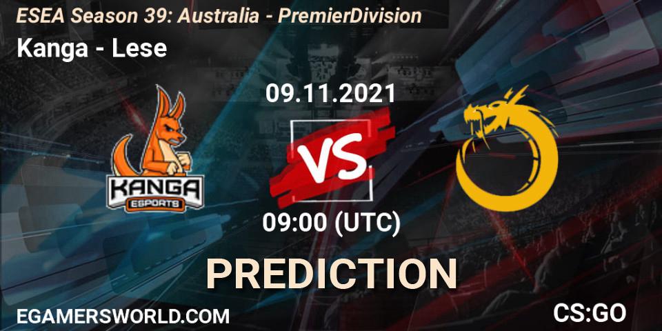 Pronóstico Kanga - Lese. 09.11.2021 at 09:00, Counter-Strike (CS2), ESEA Season 39: Australia - Premier Division