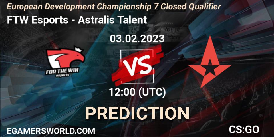 Pronóstico FTW Esports - Astralis Talent. 03.02.23, CS2 (CS:GO), European Development Championship 7 Closed Qualifier