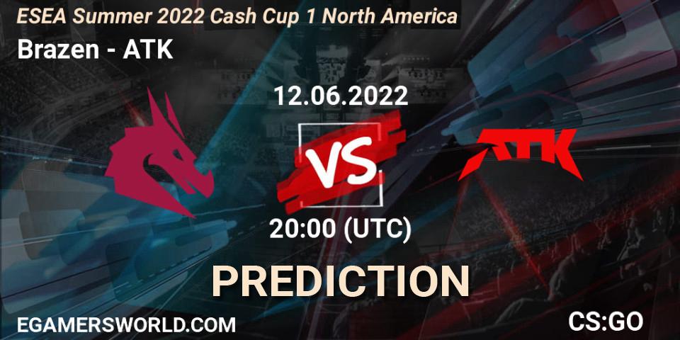 Pronóstico Brazen - ATK. 12.06.2022 at 20:00, Counter-Strike (CS2), ESEA Cash Cup: North America - Summer 2022 #1