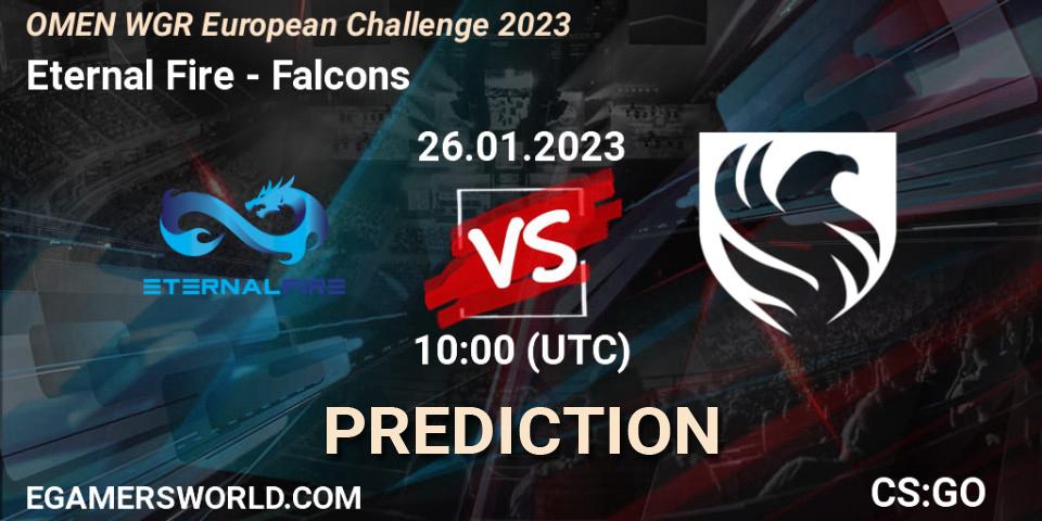 Pronóstico Eternal Fire - Falcons. 26.01.2023 at 10:00, Counter-Strike (CS2), OMEN WGR European Challenge 2023