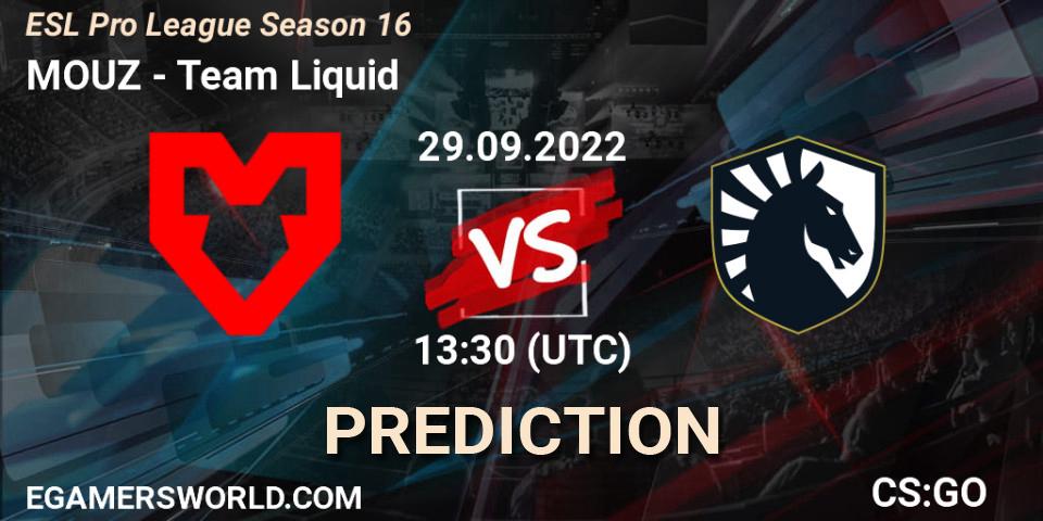 Pronóstico MOUZ - Team Liquid. 29.09.2022 at 13:30, Counter-Strike (CS2), ESL Pro League Season 16