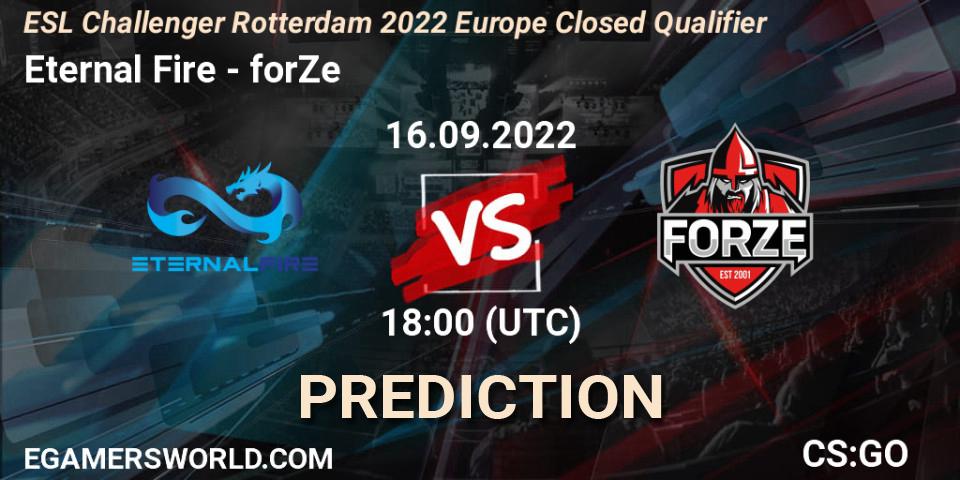 Pronóstico Eternal Fire - forZe. 16.09.2022 at 18:00, Counter-Strike (CS2), ESL Challenger Rotterdam 2022 Europe Closed Qualifier
