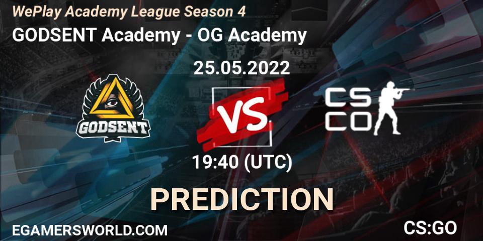Pronóstico GODSENT Academy - OG Academy. 25.05.2022 at 17:55, Counter-Strike (CS2), WePlay Academy League Season 4