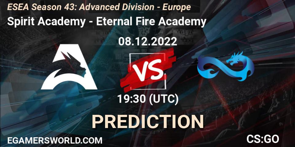 Pronóstico Spirit Academy - Eternal Fire Academy. 08.12.22, CS2 (CS:GO), ESEA Season 43: Advanced Division - Europe