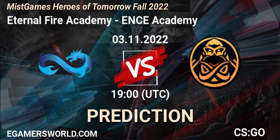 Pronóstico Eternal Fire Academy - ENCE Academy. 03.11.2022 at 19:25, Counter-Strike (CS2), MistGames Heroes of Tomorrow Fall 2022