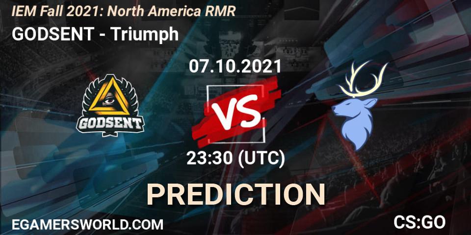 Pronóstico GODSENT - Triumph. 07.10.2021 at 23:30, Counter-Strike (CS2), IEM Fall 2021: North America RMR