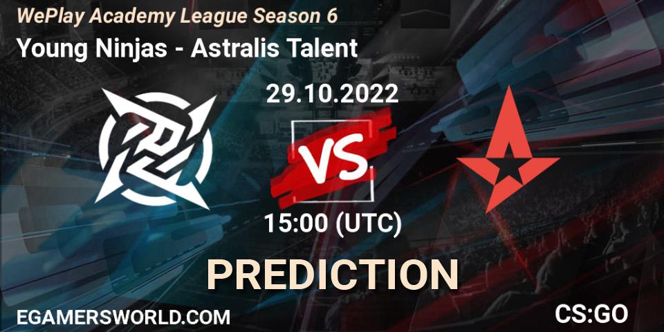 Pronóstico Young Ninjas - Astralis Talent. 29.10.2022 at 15:00, Counter-Strike (CS2), WePlay Academy League Season 6
