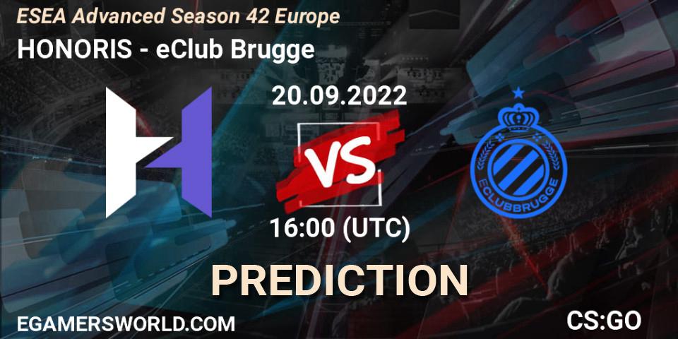 Pronóstico HONORIS - eClub Brugge. 20.09.22, CS2 (CS:GO), ESEA Season 42: Advanced Division - Europe