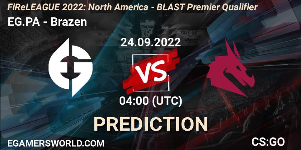 Pronóstico EG.PA - Brazen. 24.09.22, CS2 (CS:GO), FiReLEAGUE 2022: North America - BLAST Premier Qualifier