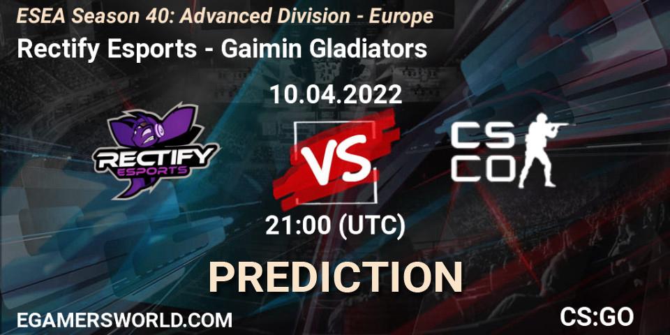 Pronóstico Rectify Esports - Gaimin Gladiators. 10.04.2022 at 20:00, Counter-Strike (CS2), ESEA Season 40: Advanced Division - Europe