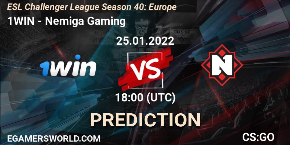 Pronóstico 1WIN - Nemiga Gaming. 25.01.2022 at 18:00, Counter-Strike (CS2), ESL Challenger League Season 40: Europe