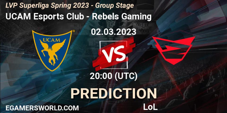 Pronóstico UCAM Esports Club - Rebels Gaming. 02.03.2023 at 19:00, LoL, LVP Superliga Spring 2023 - Group Stage