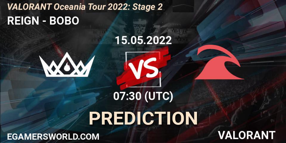 Pronóstico REIGN - BOBO. 15.05.2022 at 07:30, VALORANT, VALORANT Oceania Tour 2022: Stage 2