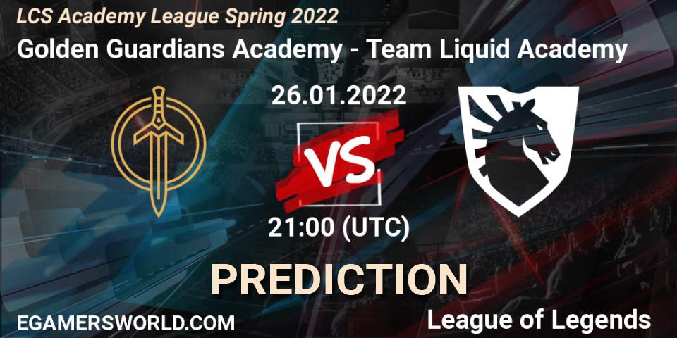 Pronóstico Golden Guardians Academy - Team Liquid Academy. 26.01.2022 at 21:00, LoL, LCS Academy League Spring 2022