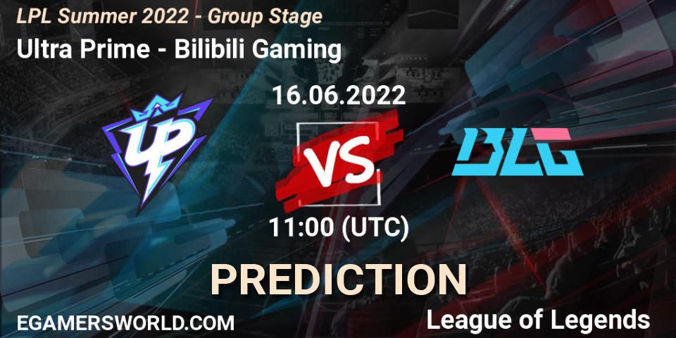 Pronóstico Ultra Prime - Bilibili Gaming. 16.06.2022 at 11:50, LoL, LPL Summer 2022 - Group Stage