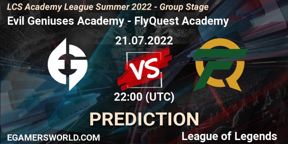 Pronóstico Evil Geniuses Academy - FlyQuest Academy. 21.07.2022 at 22:00, LoL, LCS Academy League Summer 2022 - Group Stage