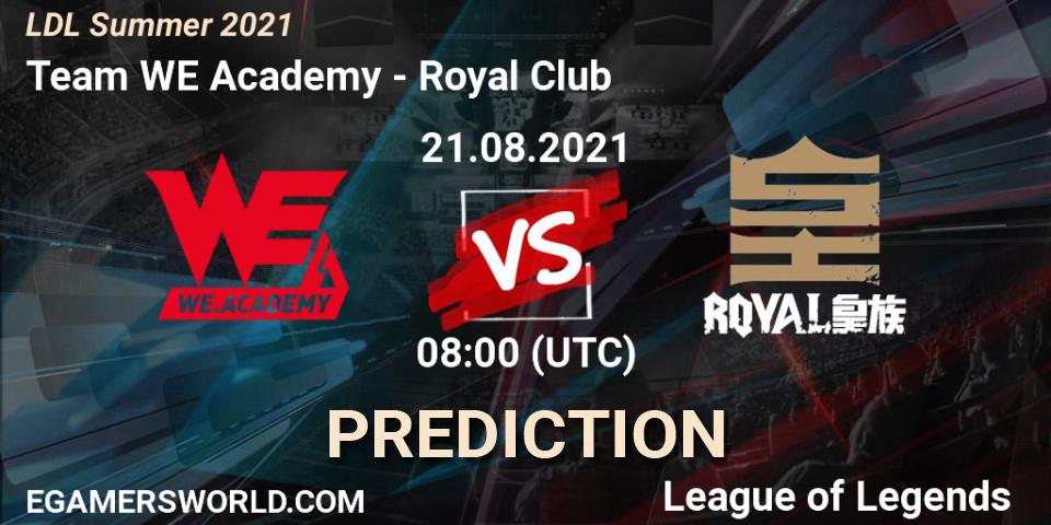 Pronóstico Team WE Academy - Royal Club. 21.08.2021 at 08:20, LoL, LDL Summer 2021
