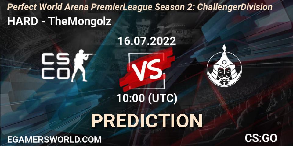 Pronóstico HARD - TheMongolz. 16.07.22, CS2 (CS:GO), Perfect World Arena Premier League Season 2: Challenger Division