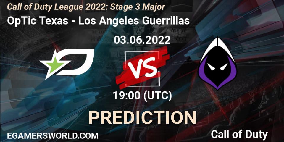 Pronóstico OpTic Texas - Los Angeles Guerrillas. 03.06.2022 at 19:00, Call of Duty, Call of Duty League 2022: Stage 3 Major