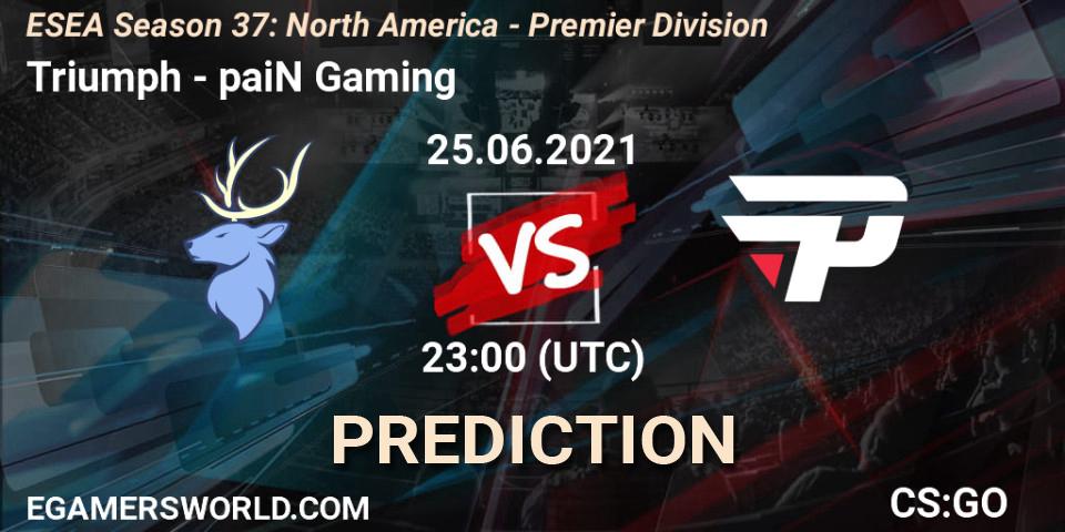 Pronóstico Triumph - paiN Gaming. 25.06.2021 at 23:00, Counter-Strike (CS2), ESEA Season 37: North America - Premier Division