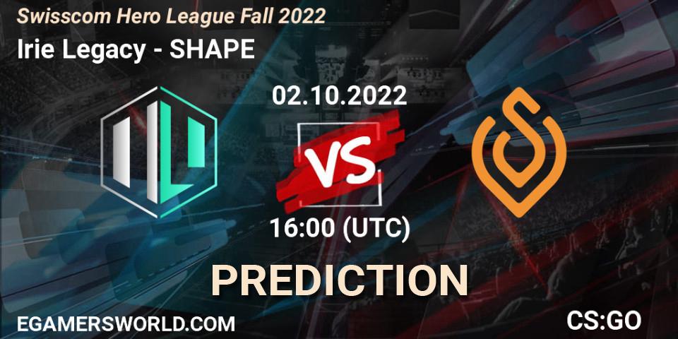 Pronóstico Irie Legacy - SHAPE. 02.10.2022 at 16:40, Counter-Strike (CS2), Swisscom Hero League Fall 2022