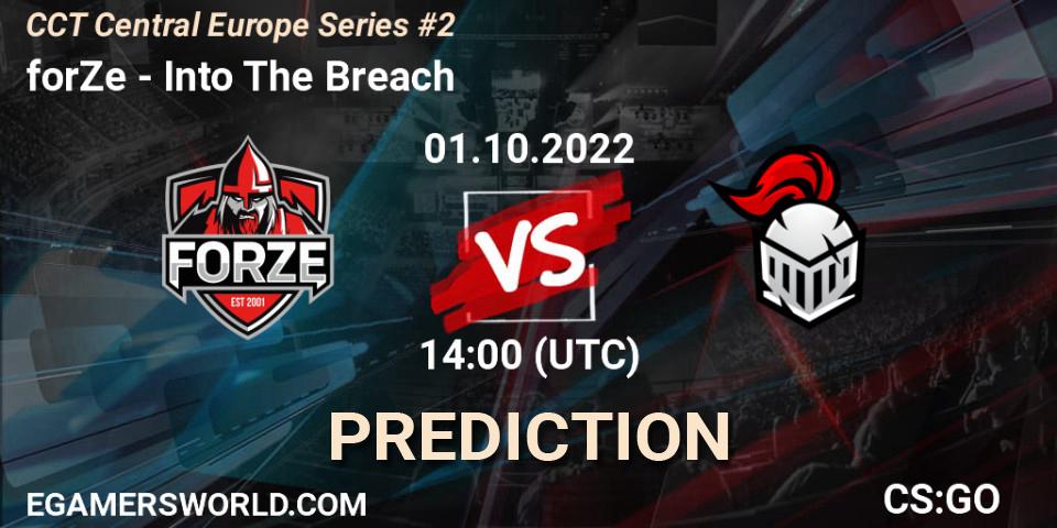 Pronóstico forZe - Into The Breach. 01.10.2022 at 11:00, Counter-Strike (CS2), CCT Central Europe Series #2