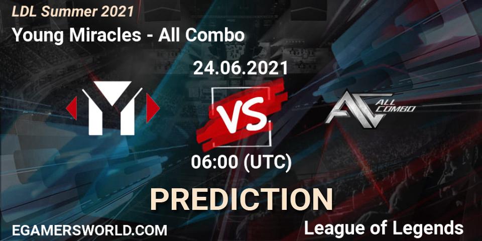 Pronóstico Young Miracles - All Combo. 24.06.2021 at 06:00, LoL, LDL Summer 2021